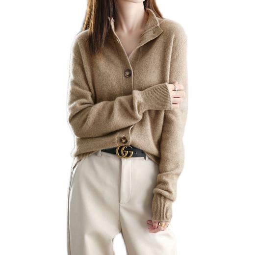 新款加绒加厚绒开衫针织毛衣宽松外套女圆领仿羊毛短外搭 YX6479 商品图4