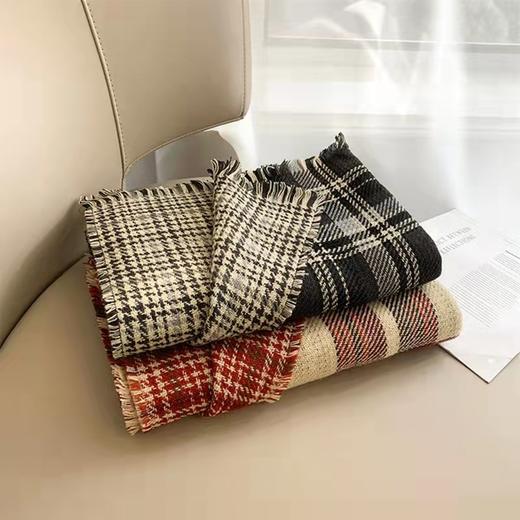 ins风围巾女冬季加厚韩版学生百搭可爱软妹英伦红色格子网红围脖 商品图2