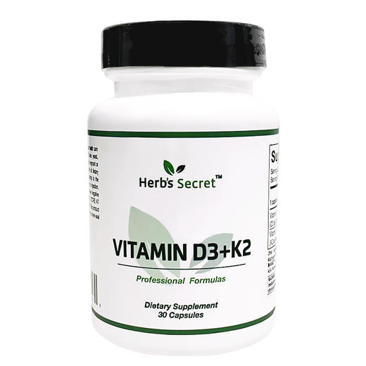 Herb's Secret Vitamin D3+K2 專業级维生素D3+维生素K2胶囊30粒 商品图1