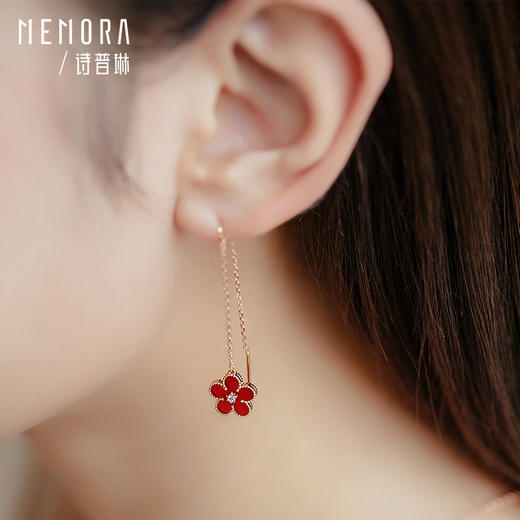 勿忘我系列18K金钻石耳线贝壳玉髓耳饰KE280301/KE280302 商品图6