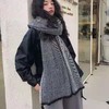港风男女围巾新款时尚百搭复古柔软人字纹仿羊绒围巾女冬季加厚保暖长款披肩两用围脖男 商品缩略图3