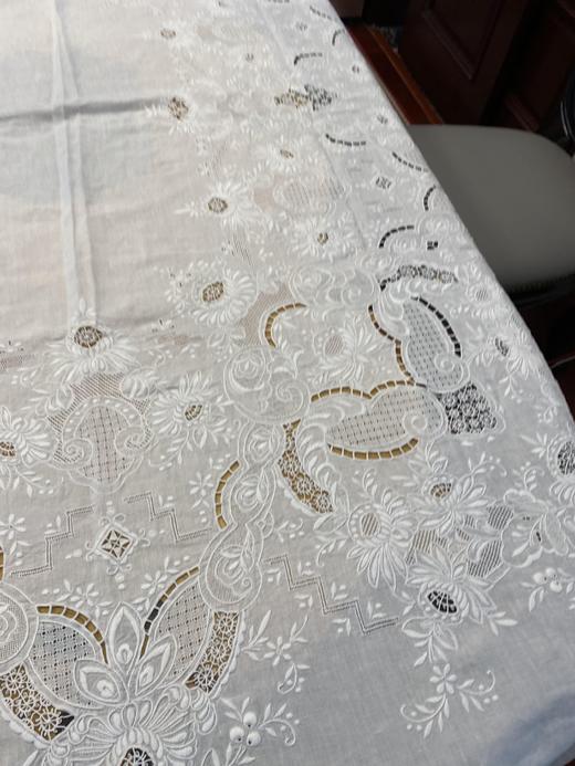 收藏级老外贸纯亚麻鲁绣满工桌布 商品图2