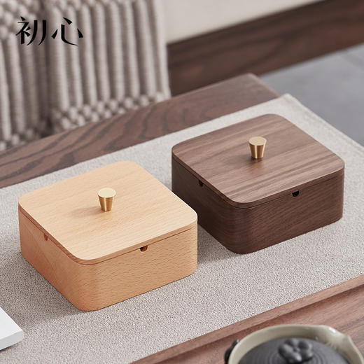 初心| 实木烟灰缸榉木黑胡桃木不锈钢 商品图2