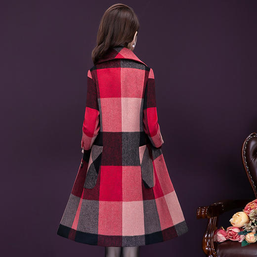 YMR- 8376 格子毛呢外套女冬季2021年新款中长款高端时尚显瘦呢子 商品图2