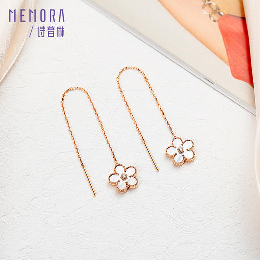 勿忘我系列18K金钻石耳线贝壳玉髓耳饰KE280301/KE280302 商品图3