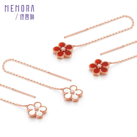 勿忘我系列18K金钻石耳线贝壳玉髓耳饰KE280301/KE280302 商品图10