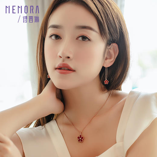 勿忘我系列18K金钻石耳线贝壳玉髓耳饰KE280301/KE280302 商品图5