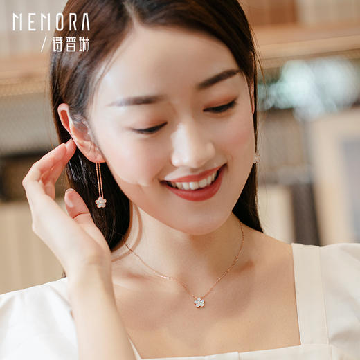 勿忘我系列18K金钻石耳线贝壳玉髓耳饰KE280301/KE280302 商品图7