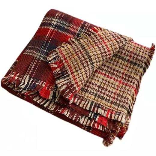 ins风围巾女冬季加厚韩版学生百搭可爱软妹英伦红色格子网红围脖 商品图4