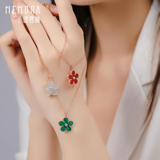 【一口价】勿忘我系列玫瑰18K金钻石孔雀石大中迷你项链 KN297403/KN296903/KN297303 商品图11