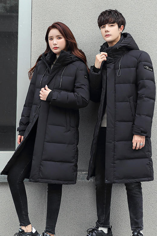 冬季长款白鸭绒羽绒服男女情侣韩版潮流宽松外套 商品图4