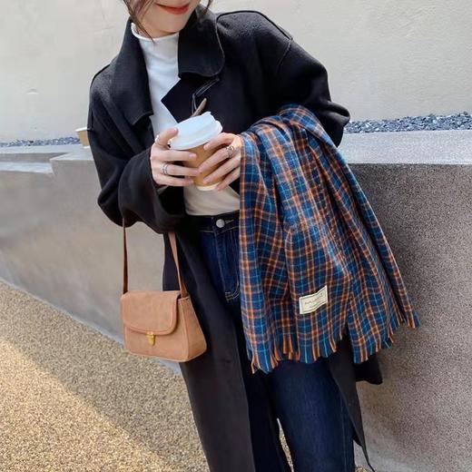 韩范ins男女时尚围巾 潮蓝色格子围巾女冬季长款韩版百搭保暖围脖 商品图2