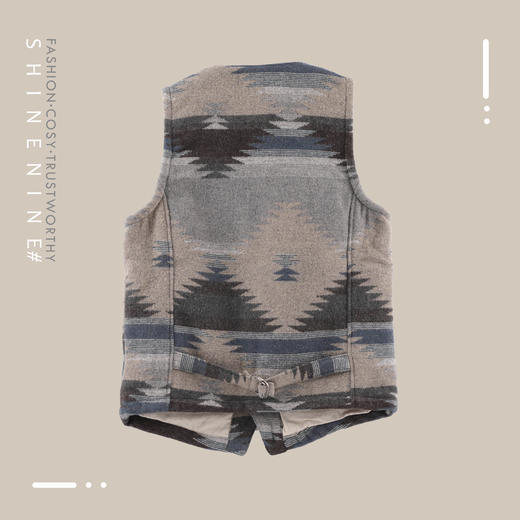 94927119复古拼色几何花纹马甲 商品图3