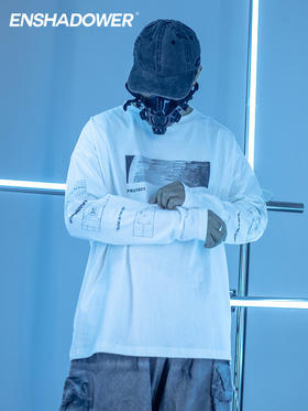 ENSHADOWER隐蔽者几何印花长袖T恤男圆领打底衫上衣