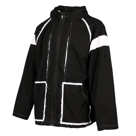 RELABEL 21SS破缝黑白拼接毛边刀割破坏褶皱尼龙宽松夹克外套 商品图4