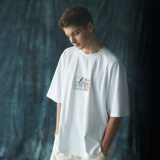 EAFINETAL.2021SS新款趣味印花立体贴袋设计纯棉休闲宽松短袖T恤 商品图0