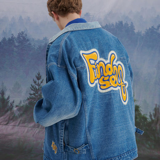 EAFINETAL.21AW新款水洗工艺刺绣设计羊羔绒宽松加厚牛仔夹克外套 商品图3