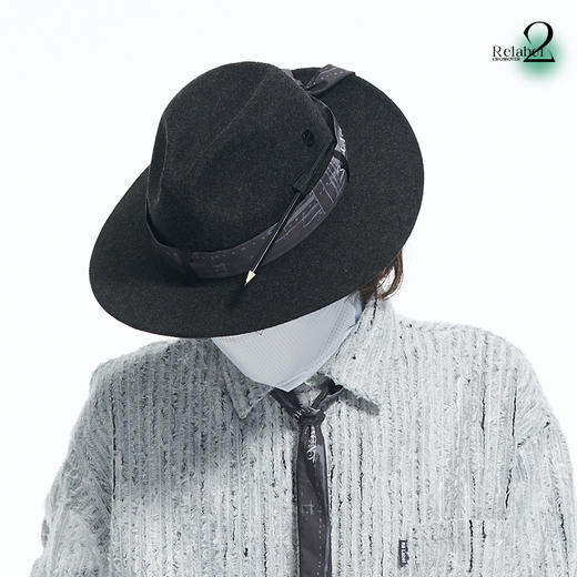 RELABEL 21AW 品牌LOGO可拆卸丝带战术定制金属扣羊毛礼帽 商品图2