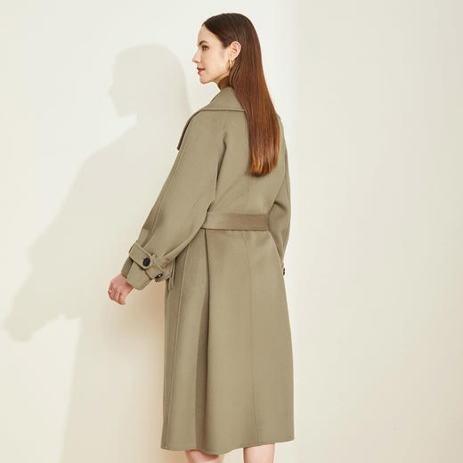 LH9Q4斯尔丽瑟俪2021秋冬新款纯色翻驳领复古英伦风长款羊毛女士外套 商品图1