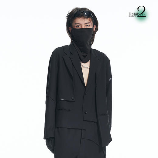 RELABEL 21AW 多层次错位立体裁片结构假两件休闲宽松西服 商品图1