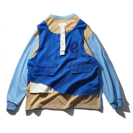 EAFINETAL.21AW新款拼接撞色背部马甲破坏设计纯棉宽松长袖T恤Tee 商品图4