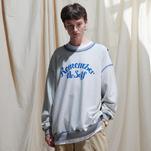 EAFINETAL.2021SS新款双面穿印花设计水洗做旧纯棉宽松套头卫衣 商品图1