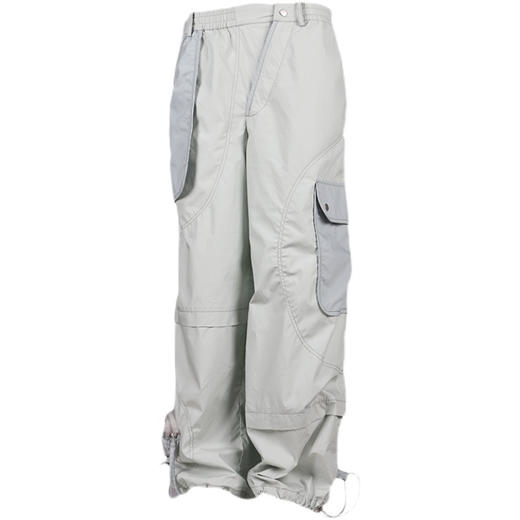 RELABEL 21SS层次拼接斜门襟撞色多口袋脚口抽绳调节宽松休闲裤 商品图4