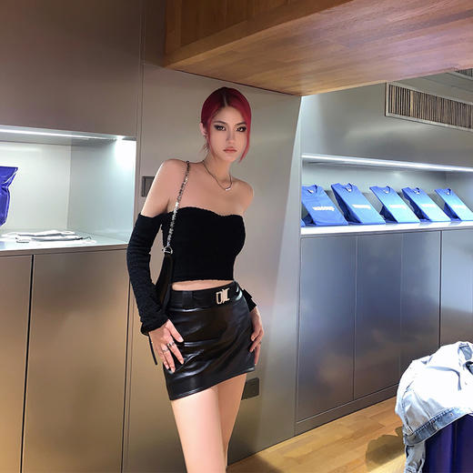 NEWA PROJECT 2021秋冬新款原创设计上衣露肩心机一字领针织衫女 商品图3