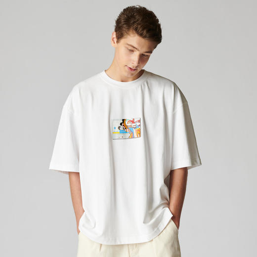 EAFINETAL.2021SS新款趣味印花立体贴袋设计纯棉休闲宽松短袖T恤 商品图3