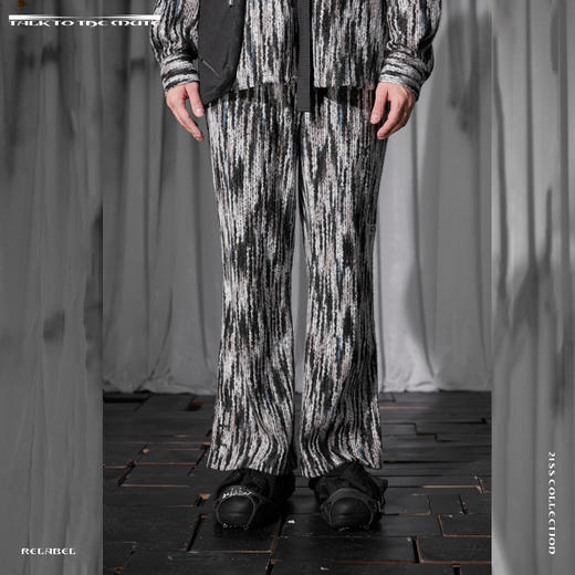 RELABEL 21SS定织未来感条纹毛料定制铭牌脚口可调节复古休闲裤 商品图0