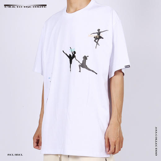 RELABEL 21SS主题字体芭蕾舞者剪影印花双色高克重圆领宽松TEE恤 商品图2
