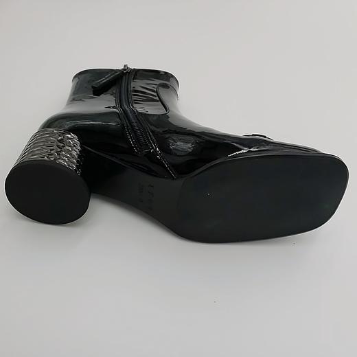 LFGJ 13701新品方头小跟舒适百搭漆皮马鞍口小短靴 商品图5