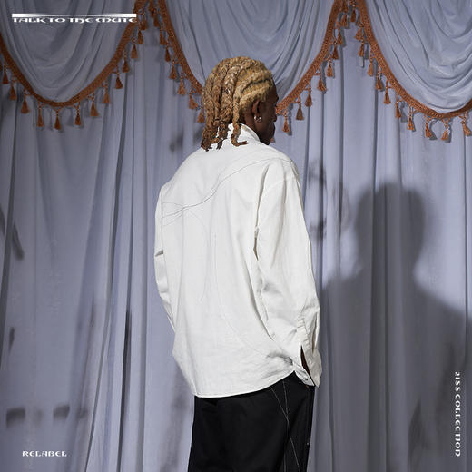 RELABEL 21SS重工明线走线弧形立体交错宽松棉麻亲肤透气长袖衬衣 商品图3