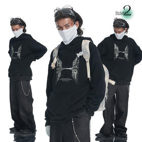 RELABEL 21AW主题概念品牌平行宇宙融合印花宽松连帽卫衣