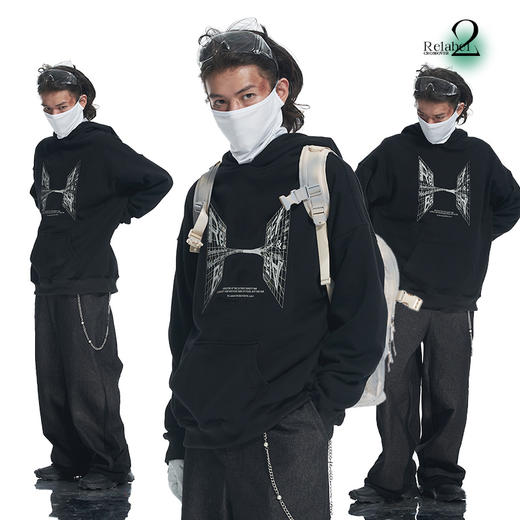 RELABEL 21AW主题概念品牌平行宇宙融合印花宽松连帽卫衣 商品图0