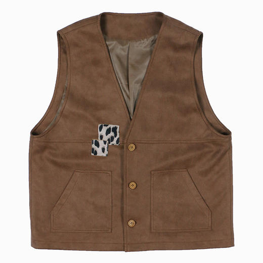 RELABEL 20AW 麂皮咖色豹纹细节拼贴马甲 商品图4