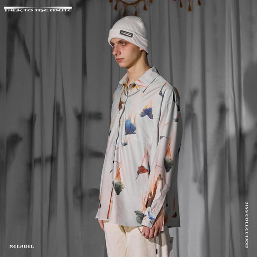 RELABEL 21SS 冯呈辰同款燃烧坠落蝴蝶满印长袖衬衣 商品图1