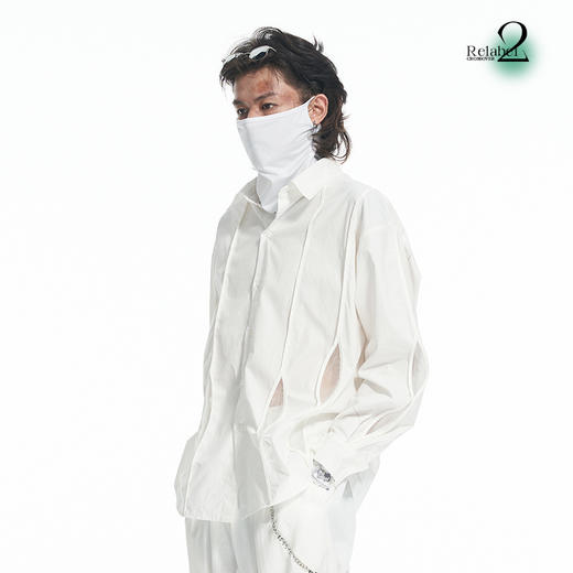 RELABEL 21AW多裁片分割立体包边拼接透明纱宽松衬衣 商品图3
