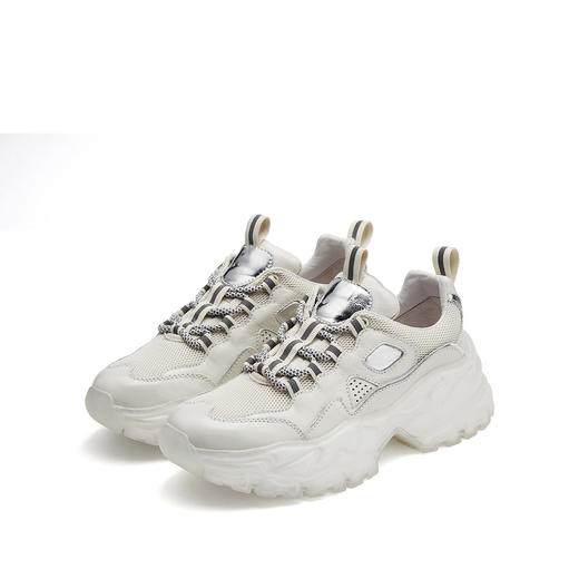 westory2021春秋新款潮酷网面透气厚底休闲运动鞋真皮老爹鞋女 商品图4