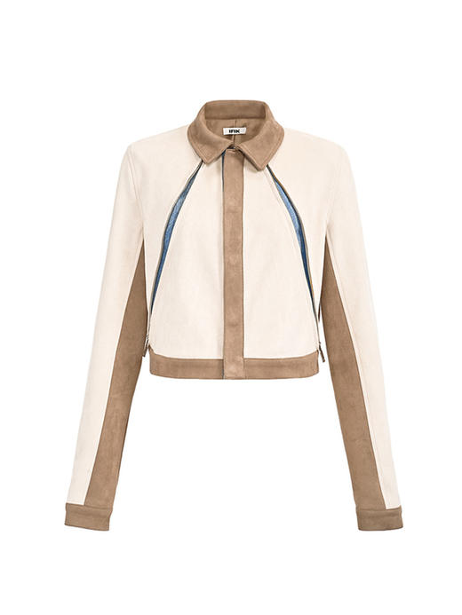 IFIK Brown Suede Jacket 沙漠之花 牛仔心机麂皮绒垫肩夹克外套 商品图4