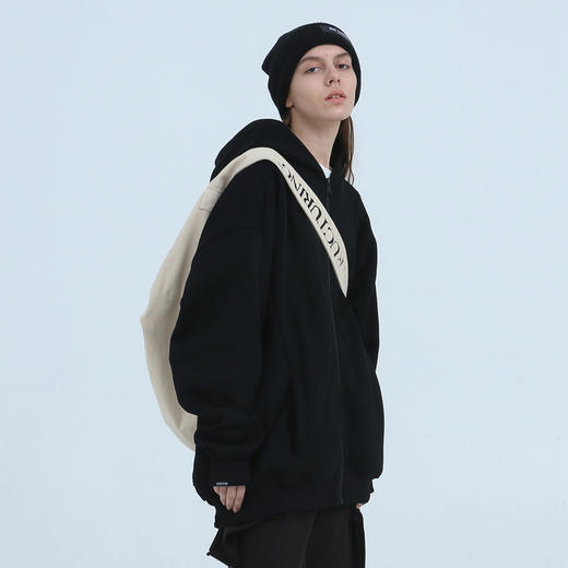 RELABEL 20AW 多结构立体剪裁长拉链破坏拼接黑色拉链卫衣外套 商品图3