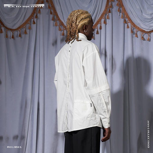 RELABEL 21SS 白色三门襟平行相错假两件错位明线多穿法衬衣 商品图3