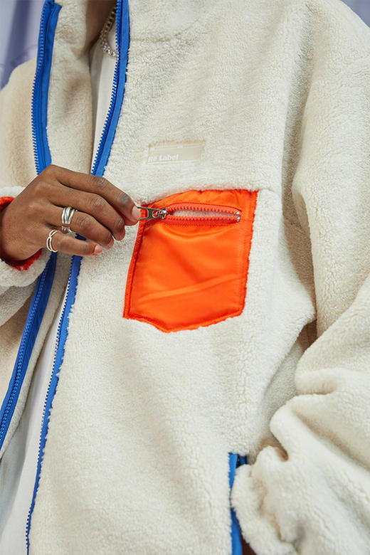 RELABEL 20AW 孙芮同款重磅柔顺羊羔绒橙蓝撞色硅胶标拉链外套 商品图5