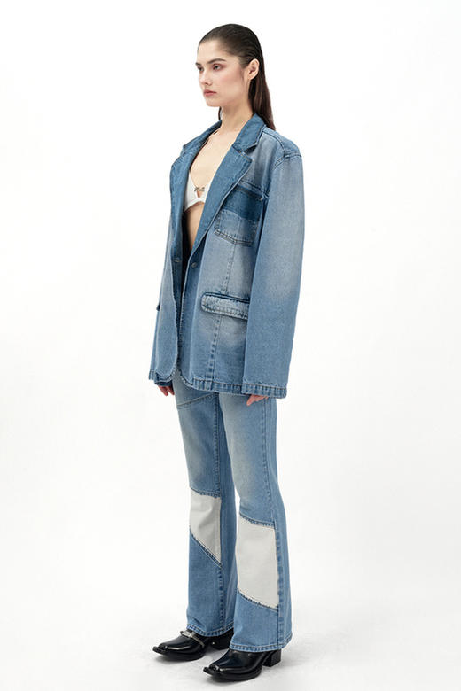 IFIK Blue 90S Flare Spliced Jeans 虽拼接但实穿的微喇牛仔裤 商品图5