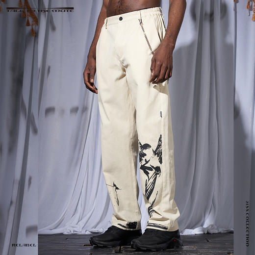 RELABEL 21SS  双色主题圣母阴影印花宽松潮流休闲长裤 商品图0