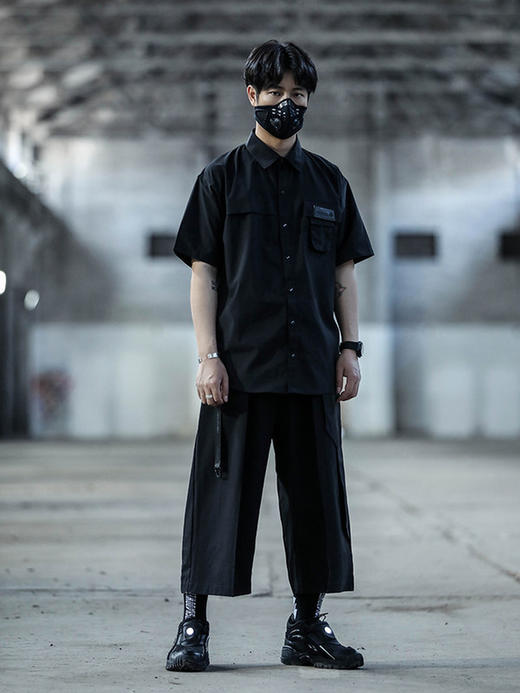 ENSHADOWER隐蔽者国潮新品褶锏武士裙裤男直筒阔腿七分裤宽松裤子 商品图1