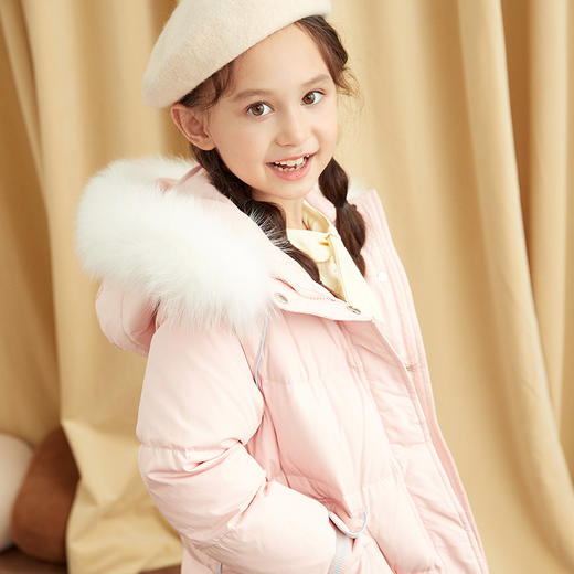 【加厚连帽中长款童装白鹅绒服】21年冬季新品女童加厚保暖羽绒服 商品图2