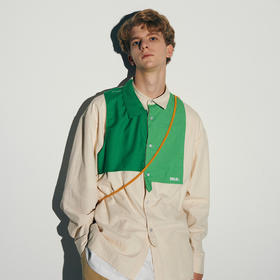 EAFINETAL.21AW新款门襟拼接撞色刺绣设计复古条纹纯棉休闲衬衫