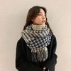 千鸟格时尚百搭围巾男女秋冬季2021新款仿羊绒韩版百搭披肩学生保暖围脖男潮 商品缩略图0
