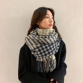 千鸟格时尚百搭围巾男女秋冬季2021新款仿羊绒韩版百搭披肩学生保暖围脖男潮
